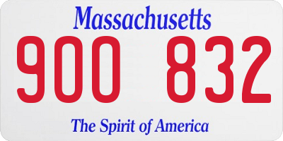 MA license plate 9OO832