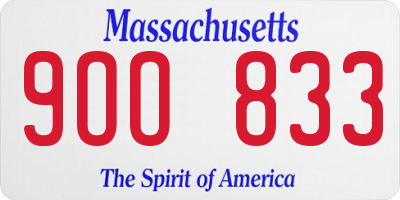 MA license plate 9OO833
