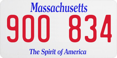 MA license plate 9OO834