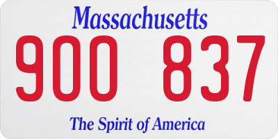 MA license plate 9OO837