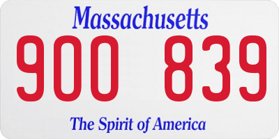 MA license plate 9OO839
