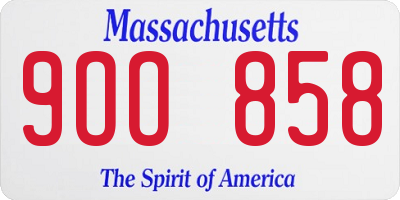MA license plate 9OO858