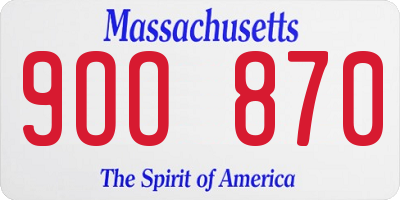 MA license plate 9OO870