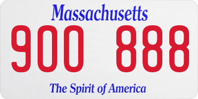 MA license plate 9OO888