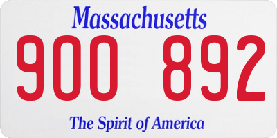 MA license plate 9OO892