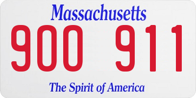 MA license plate 9OO911