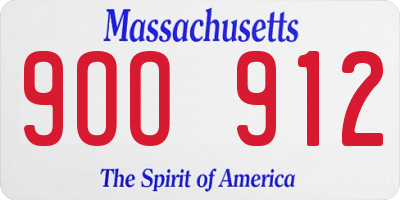MA license plate 9OO912