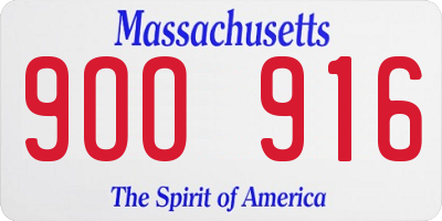 MA license plate 9OO916