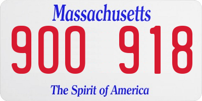 MA license plate 9OO918