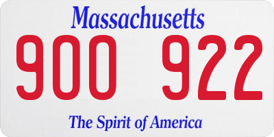 MA license plate 9OO922