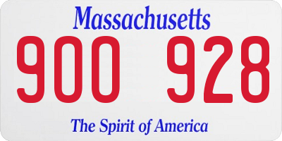 MA license plate 9OO928