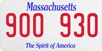 MA license plate 9OO930