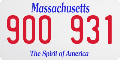 MA license plate 9OO931