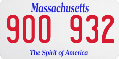 MA license plate 9OO932