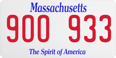 MA license plate 9OO933