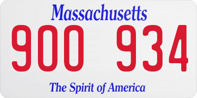 MA license plate 9OO934