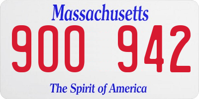 MA license plate 9OO942