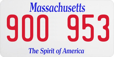 MA license plate 9OO953