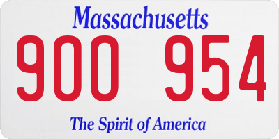 MA license plate 9OO954