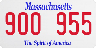 MA license plate 9OO955