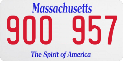MA license plate 9OO957