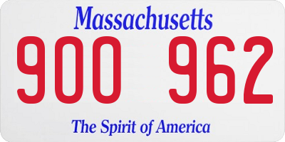 MA license plate 9OO962