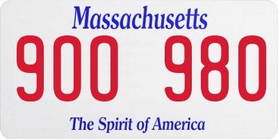 MA license plate 9OO980
