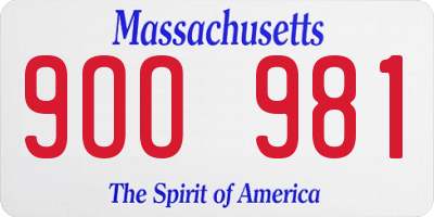 MA license plate 9OO981
