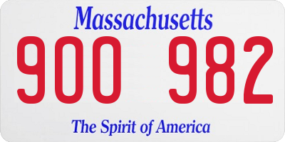 MA license plate 9OO982