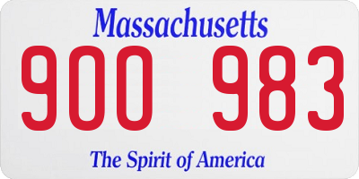 MA license plate 9OO983