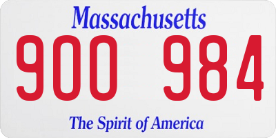 MA license plate 9OO984