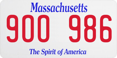 MA license plate 9OO986