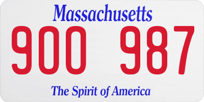 MA license plate 9OO987