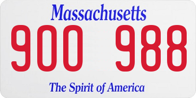 MA license plate 9OO988