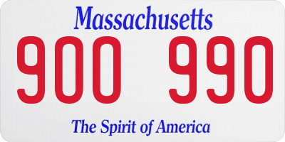 MA license plate 9OO990