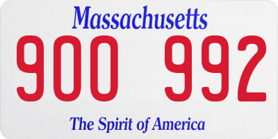 MA license plate 9OO992