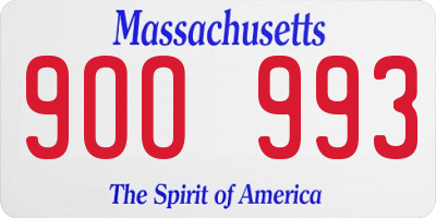 MA license plate 9OO993