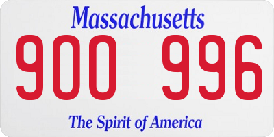 MA license plate 9OO996