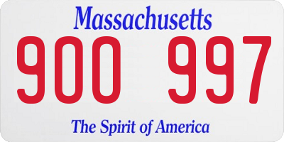 MA license plate 9OO997