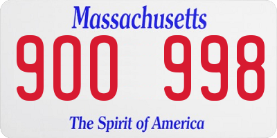 MA license plate 9OO998