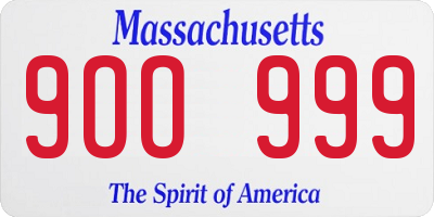 MA license plate 9OO999