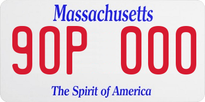MA license plate 9OP000