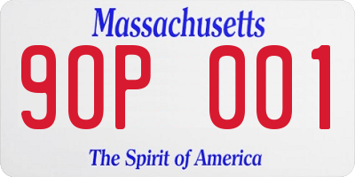 MA license plate 9OP001