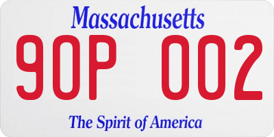 MA license plate 9OP002