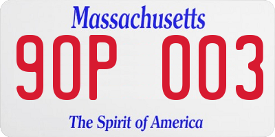 MA license plate 9OP003