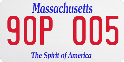 MA license plate 9OP005