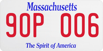 MA license plate 9OP006
