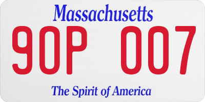 MA license plate 9OP007