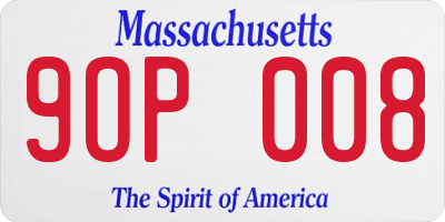 MA license plate 9OP008
