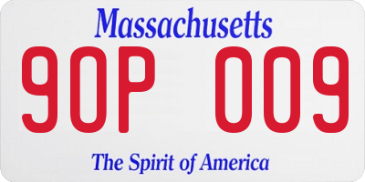 MA license plate 9OP009